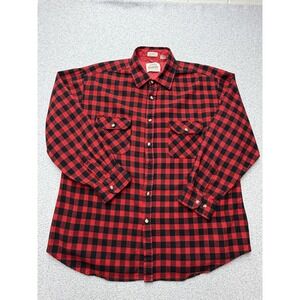 Vintage Saugatuck Shirt Mens XL Red Black Plaid Lined‎ Flannel Button Down 90s